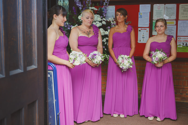 Bridesmaids in a pink dress