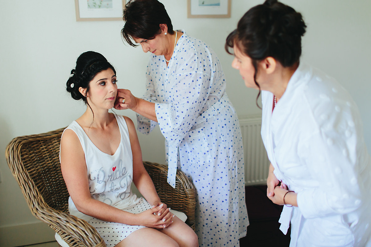 Getting ready with help from mum