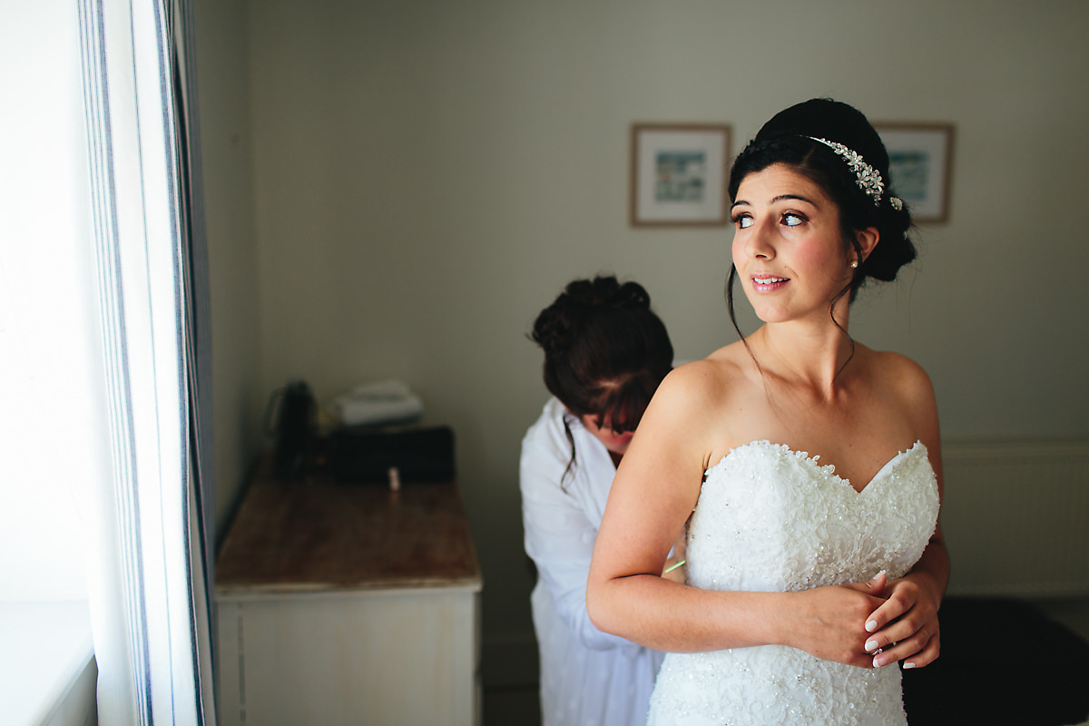 Bride getting ready Lulworth cottage