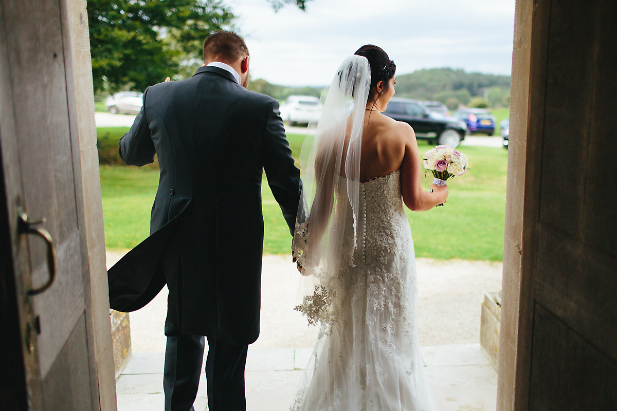 Newly married exit the church