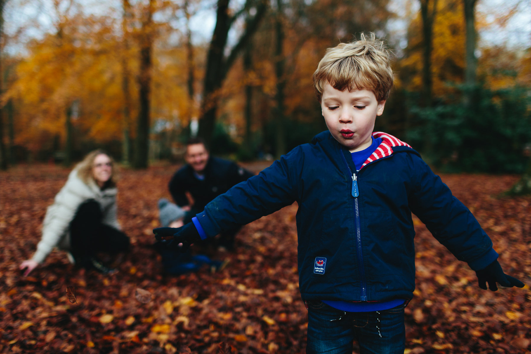 Fun family portraits in the woods