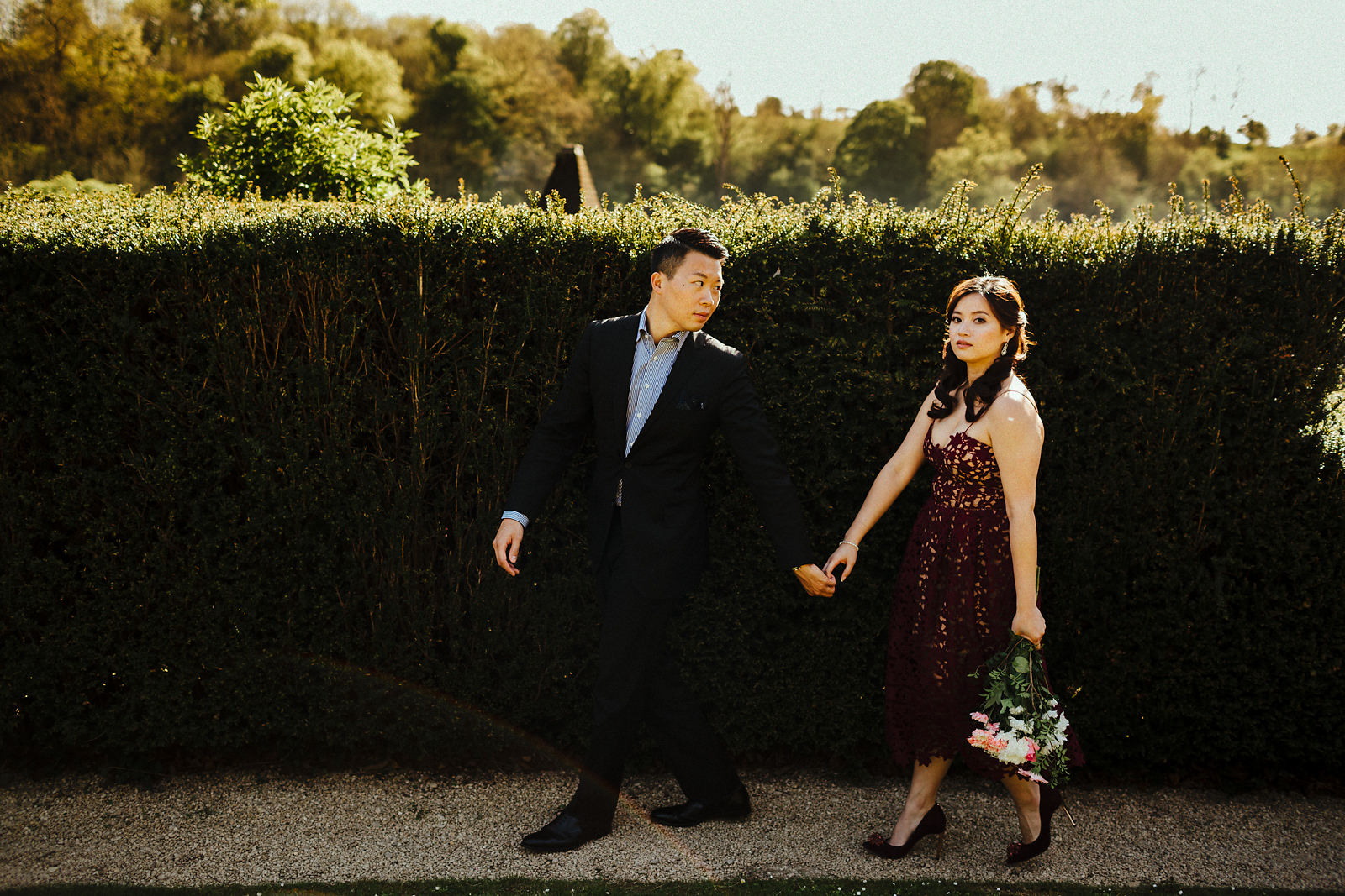 Castle Combe Manor House garden pre wedding photos
