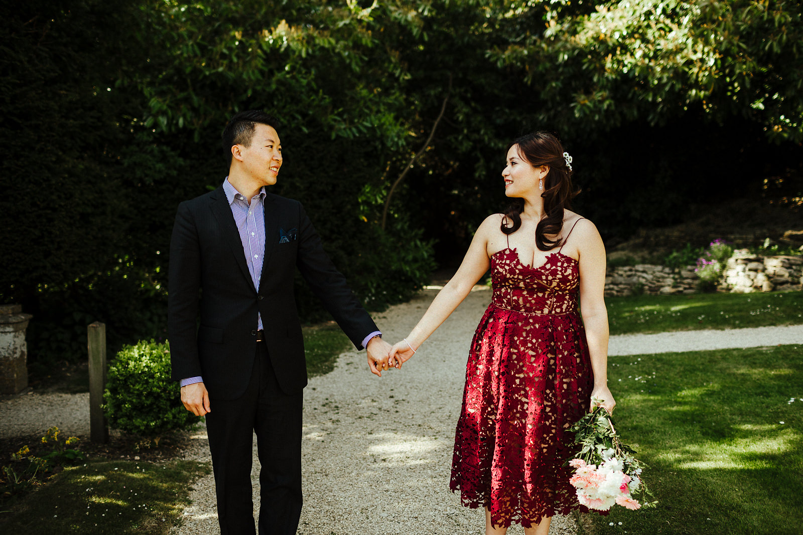 Castle Combe Manor House garden pre wedding photos
