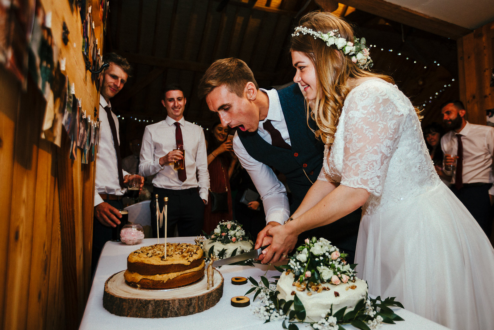 Cutting the cake at Notley Tythe Barn