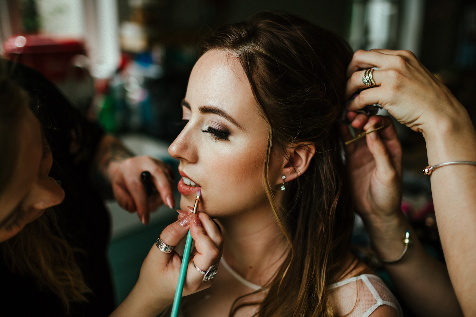Bride getting ready for wedding day photo 