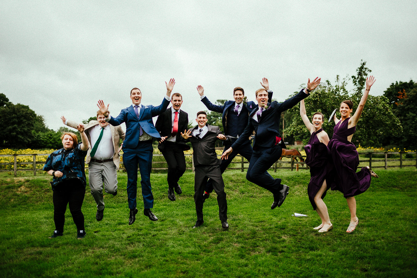 Fun wedding day group photo